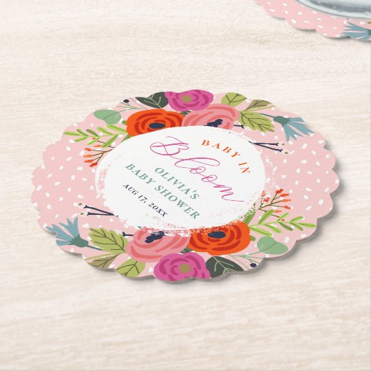 ベビーの開花明るいフローラベビーシャワー ペーパーコースター (アングル)