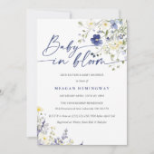 ベビーの開花春バイオレットワイルドフラワーベビーシャワー 招待状 (正面)