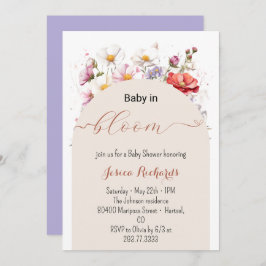 ベビーの開花春夏のフローラ赤ちゃんシャワー 招待状