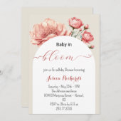 ベビーの開花春夏のフローラ赤ちゃんシャワー 招待状 (正面/裏面)