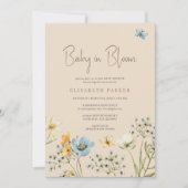 ベビーの開花春野生の花の赤ちゃんシャワー 招待状 (正面)