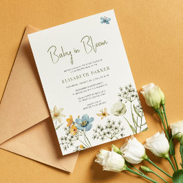 ベビーの開花春野生の花の赤ちゃんシャワー 招待状