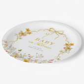 ベビーの開花春黄色の野生の花の赤ちゃんシャワー ペーパープレート (アングル)