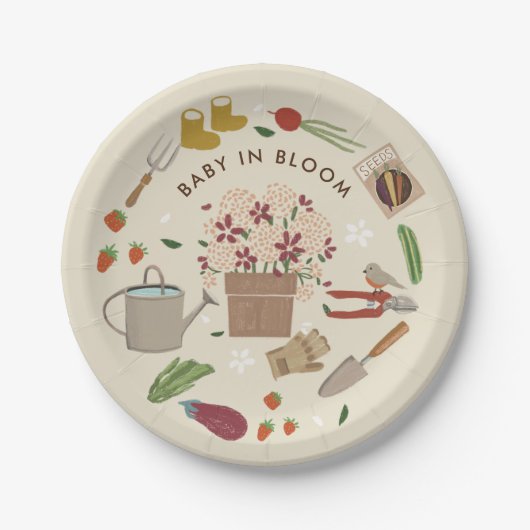 ベビーの開花栽培ガーデンファミリーベイビーシャワー ペーパープレート (正面)