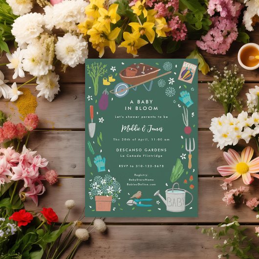 ベビーの開花栽培ガーデンファミリーベイビーシャワー 招待状