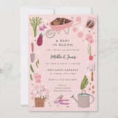 ベビーの開花栽培ガーデンファミリーベイビーシャワー 招待状 (正面)