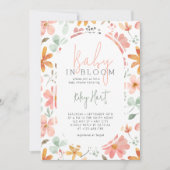 ベビーの開花水の色の花ガールベビーシャワー 招待状 (正面)
