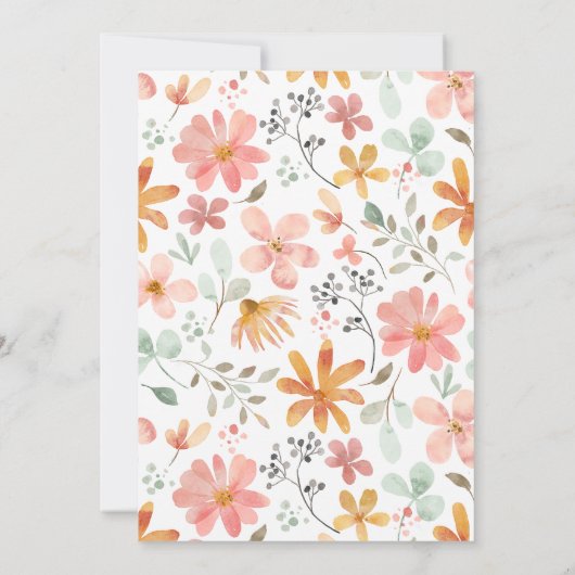 ベビーの開花水の色の花ガールベビーシャワー 招待状 (裏面)