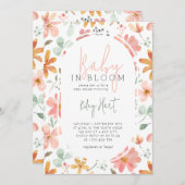 ベビーの開花水の色の花ガールベビーシャワー 招待状 (正面/裏面)