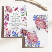 ベビーの開花水の色の花ベビーシャワー 招待状