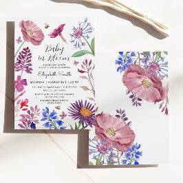 ベビーの開花水の色の花ベビーシャワー 招待状