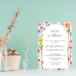 ベビーの開花水の色の花ベビーシャワー 招待状
