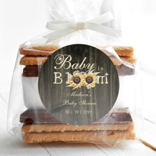 ベビーの開花水の色ひまわり赤ちゃんシャワー ラウンドシール