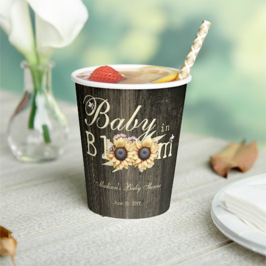 ベビーの開花水の色ひまわり赤ちゃんシャワー 紙コップ (インサイチュ)