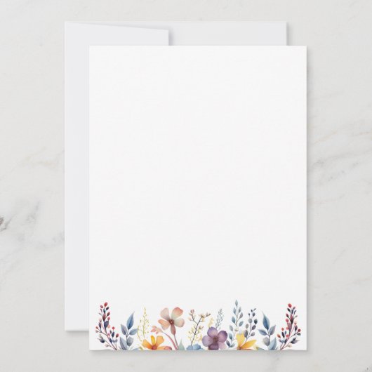 ベビーの開花水の色ワイルドフラワーベビーシャワー 招待状 (裏面)