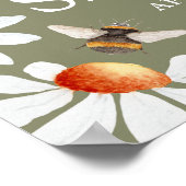 ベビーの開花水カラーデイジーと（昆虫）マルハナバチ ポスター (角)