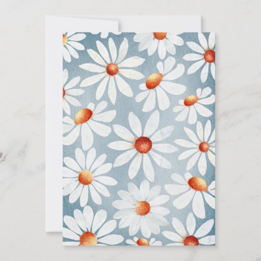 ベビーの開花水カラーデイジー 招待状 (裏面)