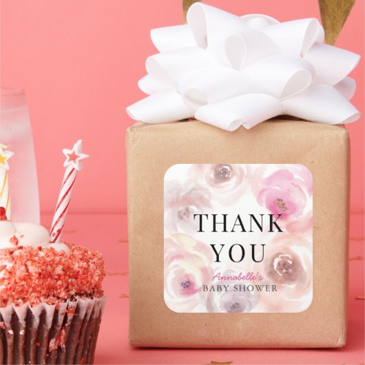 ベビーの開花水カラーバラベビーシャワー スクエアシール (パーティー)