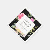 ベビーの開花水カラーフローラベビーシャワーブラック スタンダードカクテルナプキン (角)