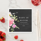 ベビーの開花水カラーフローラベビーシャワーブラック スタンダードランチョンナプキン (インサイチュ)