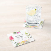 ベビーの開花水カラーフローラベビーシャワー スクエアペーパーコースター (インサイチュ)