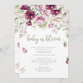 ベビーの開花水カラーフローラベビーシャワー 招待状 (正面/裏面)