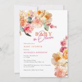 ベビーの開花水カラーフローラベビーシャワー 招待状 (正面)