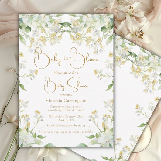ベビーの開花水カラーフローラベビーシャワー 招待状