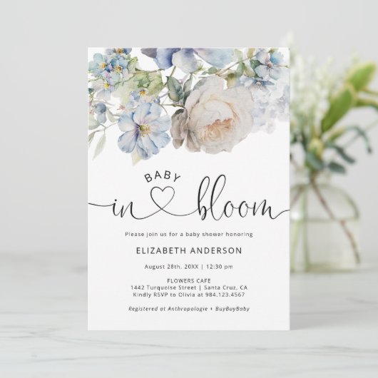 ベビーの開花水カラーフローラベビーシャワー 招待状 (スタンド正面)