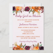 ベビーの開花水カラーフローラベビーシャワー 招待状 (正面)