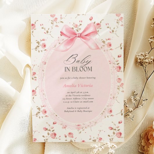ベビーの開花水カラーフローラボウベビーシャワー 招待状
