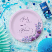 ベビーの開花水彩紫色の花の赤ちゃんシャワー ペーパープレート (パーティー)