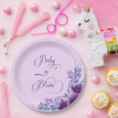 ベビーの開花水彩紫色の花の赤ちゃんシャワー ペーパープレート (パーティー)