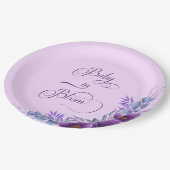 ベビーの開花水彩紫色の花の赤ちゃんシャワー ペーパープレート (アングル)