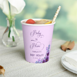ベビーの開花水彩紫色の花の赤ちゃんシャワー 紙コップ