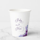 ベビーの開花水彩紫色の花の赤ちゃんシャワー 紙コップ (正面)