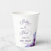 ベビーの開花水彩紫色の花の赤ちゃんシャワー 紙コップ (裏面)