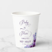 ベビーの開花水彩紫色の花の赤ちゃんシャワー 紙コップ (正面)