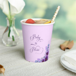ベビーの開花水彩紫色の花の赤ちゃんシャワー 紙コップ