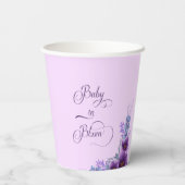 ベビーの開花水彩紫色の花の赤ちゃんシャワー 紙コップ (裏面)