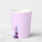 ベビーの開花水彩紫色の花の赤ちゃんシャワー 紙コップ (右)