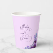 ベビーの開花水彩紫色の花の赤ちゃんシャワー 紙コップ (正面)
