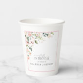ベビーの開花水彩花ピンクの女の子シャワー 紙コップ (裏面)