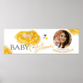 ベビーの開花水色の黄色の写真の赤ちゃんシャワー ポスター (正面)