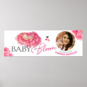 ベビーの開花水色ピンクの写真の赤ちゃんシャワー ポスター (正面)