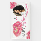 ベビーの開花水色ピンクの写真の赤ちゃんシャワー 横断幕 (縦)