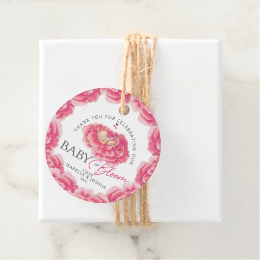 ベビーの開花水色ピンクの赤ちゃんシャワー フェイバータグ (インサイチュ)