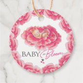 ベビーの開花水色ピンクの赤ちゃんシャワー フェイバータグ (正面)