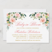 ベビーの開花水色ピンク白フローラシャワー 招待状 (正面)