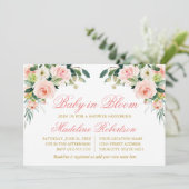 ベビーの開花水色ピンク白フローラシャワー 招待状 (スタンド正面)